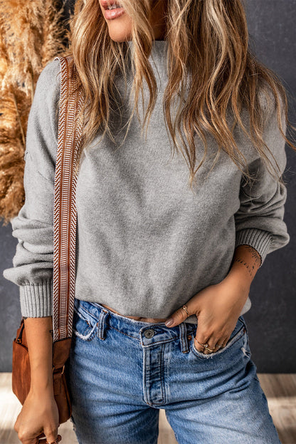 Brielle Turtleneck Drop Shoulder Bubble Sleeve Knit Sweater - Gold Cactus