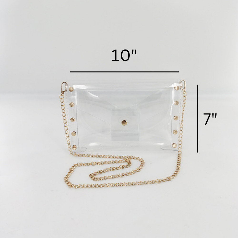 Clear Gold Studded Stadium Bag - The Gold Cactus