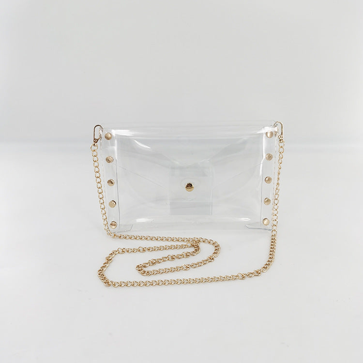 Clear Gold Studded Stadium Bag - The Gold Cactus